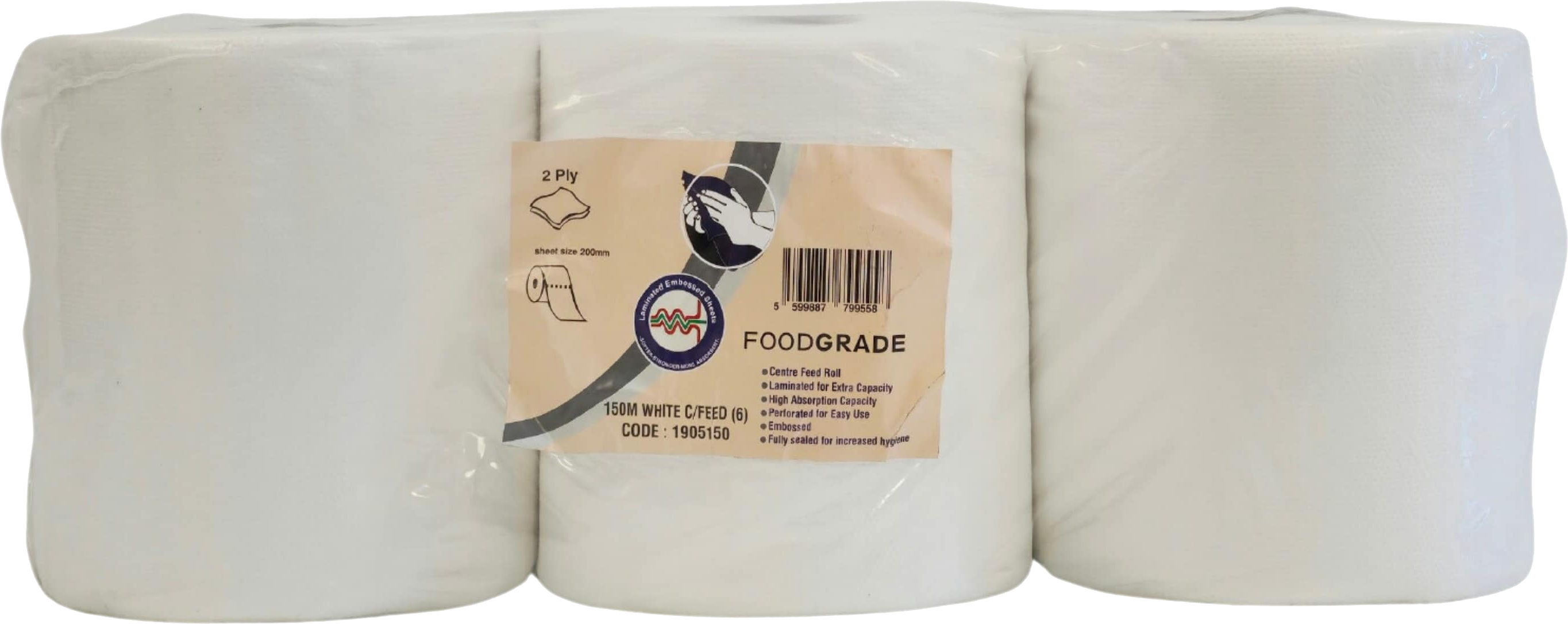 150M White Centrefeed Kitchen Roll